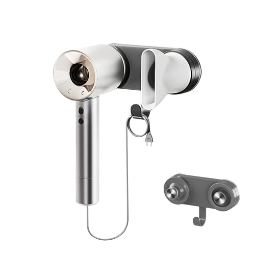 MYLERCT Support Seche Cheveux, Magnétique Accroche Seche Cheveux, Ventouse Murale Porte Seche Cheveux Mural, avec Crochet, Gris Pistolet, pour Fixation Sèche-Cheveux...