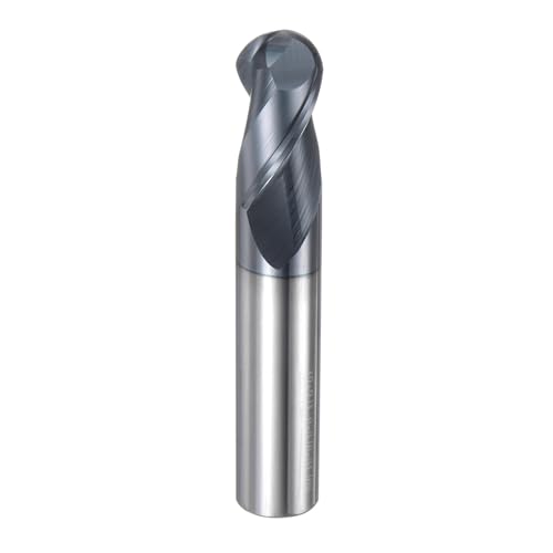 Image of uxcell Ball Nose End Mill CNC Router Bit, 5 /16 inch Radius 5 /8 inch Shank Solid Carbide AlTiN Coated Upcut Spiral 2 Flutes Cutter Milling Tool, 5 /8 inch Dia 3-1 /2 inch Total Length