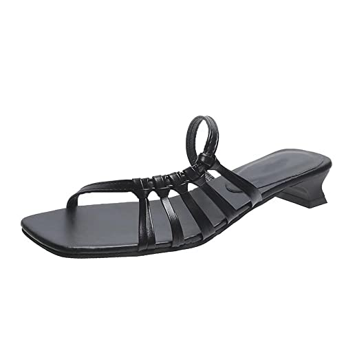 XINGXISHI Sandalias de Mujer con Cordones Verano Color sólido Zapatos con Cordones Zapatos de Verano de tacón bajo Plataforma de Mujer Slingback cómodo Tamaño: UE39.5,Negro Cover