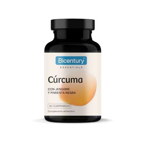 Bicentury Cúrcuma con Jengibre y Pimienta Negra - 1300mg de cúrcuma por cápsula. Con curcumina y piperina. Antioxidante Natural, Alta Biodisponibilidad, Vegano. 120 Cápsulas
