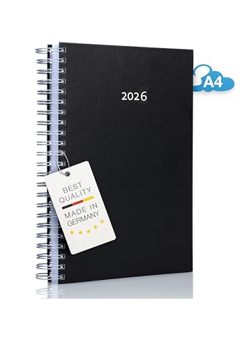 edition cumulus 2026 Der GROSSE Dicke BLACK (schwarz) DIN A4 Kalender MADE IN GERMANY - großzügiger Platz für deine täglichen Termine - perfekt für Büro und Zuhause