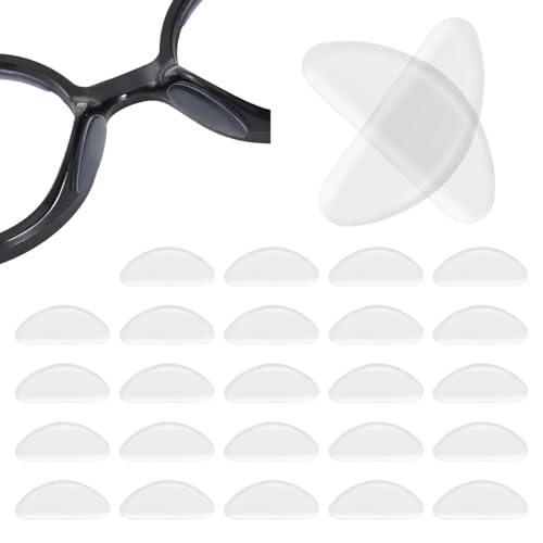 24 Paar Brillen Nasenpads Brille Selbstklebend,Brillennasenpad Silikon,Rutschfeste Brillenpads,1mm Nasenschutz für Brille Rutschstopp,Transparent Nasenpads Brille zum Stecken für Vollrahmen Brillen