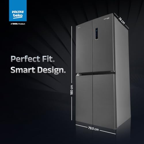 Image of Voltas Beko, A Tata Product, 522 L, Inverter, Convertible, Frost Free, French Four Door Side by Side Refrigerator (2026 Model, R4D522 /FPV3N0RXID, Inox, with Harvest Fresh Technology)
