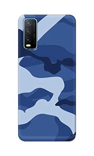Image of Printed Hard Back Cover Case for Vivo Y20 | Y20 2021 | Y20i | Y20s | Y20G | Y20S (G) | Y20SG | Y20T Back Cover (Army Blue Pattern) -702