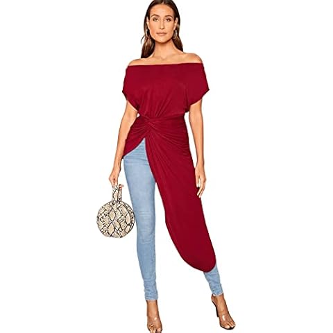 SheIn Top de mujer con hombros descubiertos elegante burdeos Cover
