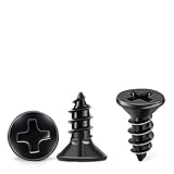 100 PCS #8 X 5/16 inch Stainless Steel 18-8 (A2) Wood Screws, Black Coated Flat Head Phillips 0.31' Length Small Screw by TPOHH