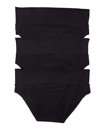 Motherhood Maternity Women's Maternity 3 Pack Fold Over Brief Panties, All Black Pack, Medium