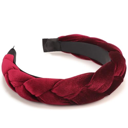 DRESHOW Braided Headbands for Women Velvet Hair Hoop Elastic Criss Cross Hair Bands Accessories
