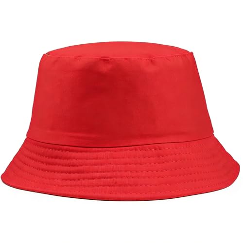 BAIFUMEN Bucket Hat for Men Women Packable Washed Cotton Summer Sun Hat Lightweight Foldable for Beach Festival and Outdoor Holidays Red