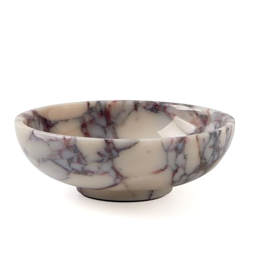 Metolira Luxury Natural Marble Fruit Bowl Large 7.8-Inch Calacatta Viola Marble for Kitchen Counter Fruit Serving Holder Decorative Snack Dish for Coffee Table Centerpiece Tray for Home Decor