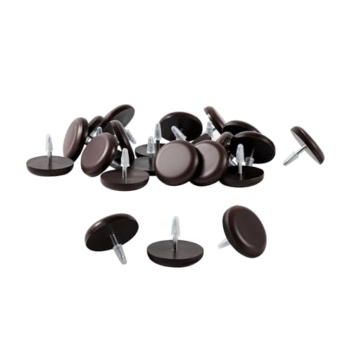 1 Nail on Furniture Sliders (24 Pack) - Furnigear Heavy Duty PTFE (Teflon) Chair Sliders Glides Wooden Furniture Movers Move Your Furniture Easily & Safety - Best Chair Leg Floor Protectors Brown