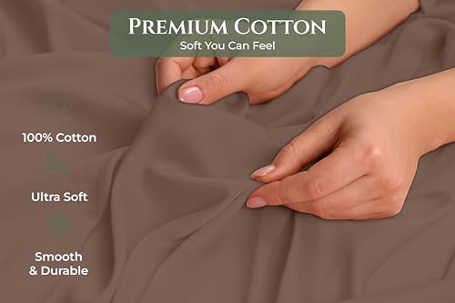 Image of Royale Linens 100% Cotton Pillow Cases Queen Size Set of 2 - Percale Pillowcase - Chocolate Pillow Cases Soft Cooling & Breathable Hotel Cotton Pillowcases, Fits Queen Pillows (20 inchx30 inch, Chocolate)