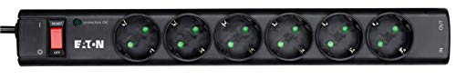 Eaton Multi Enchufe/Parrayos - Protection Strip Eaton 6 Tel@ DIN - PS6TD - 6 prese Schuko + 1 presa telefonica - Nero