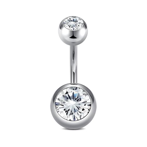 AceFun Titan Bauchnabelpiercing,8mm Silber Bauchnabelpiercing für Frauen 1 Stück 14G Titan Bauchnabel piercing Barbell Bijoux Body Piercing kurz gebogenes nabelpiercing Chirurgenstahl