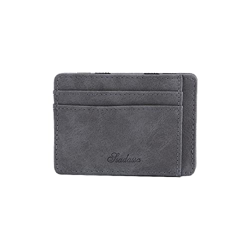 generic Slim Wallet PU Leather Men Card Holder, Men's Short Wallet, Leather Vintage Men Wallet Pocket Card Case PU Leather Purses(grey), AM15SD07TVWUS