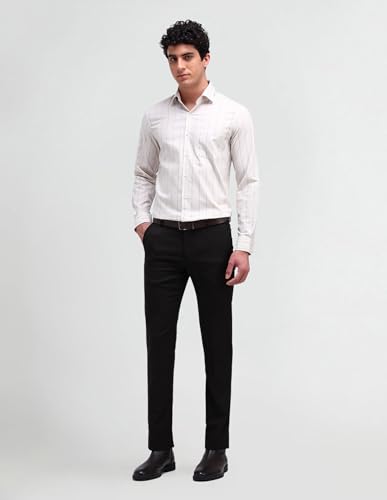 Image of Arrow Men Slim fit Cotton Striped Long Sleeves Semi-Cutaway Collar Shirt