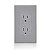 Leviton 15 Amp Decora Tamper-Resistant Duplex Electrical Wall Outlet, T5325, Gray