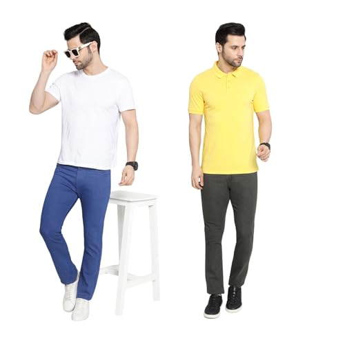 Image of DAIS Men's Stretchable Slim Fit Mid Rise Jeans, Pack of 2, (Combo of 2 Jeans)
