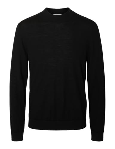 Pull col montant mérinos noir idéal pour les journées fraîches au bureau