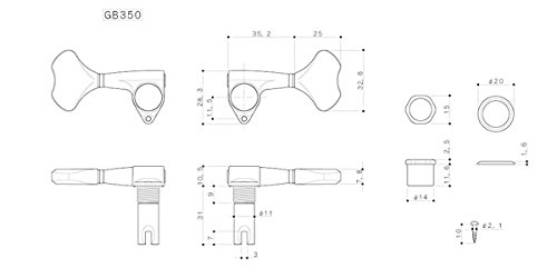 GOTOHベース用 ブラック チューニングペグ セットL2/R2 ゴトー GOTOHベース用 ブラック チューニング ペグ セットL2/R2 ゴトー