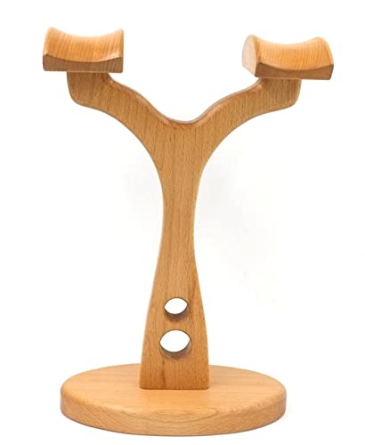 luckxuan Headphone Stand/Headset Holder Universal Wood Headphone Stand – Beech Double Headset Stand for Desk, Holds Dual Universal Gaming Earphones and Smart Watch PC Gaming Headset Stand (Color : 1)