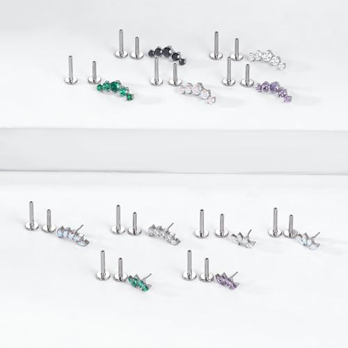 G23 Titanium Flat Back Earrings Studs 18g 16g F136 Implant Grade Titanium Labrets Press Fit Threadless Push In Dainty Cartilage Helix Conch Lobe Lip Tragus Piercing Jewelry4