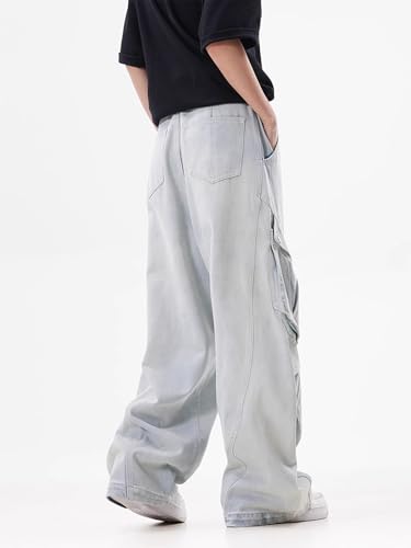 Men's Pants Workwear Denim Loose Fit Retro High Street American Spring Trouser for Men4