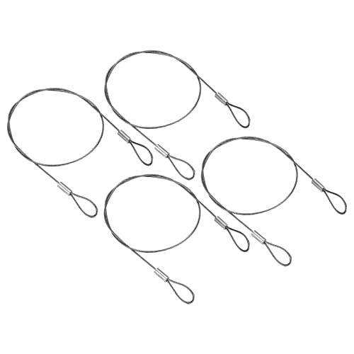 PATIKIL 4本 セキュリティワイヤー 40cm×1.2mm ダブルループ付き ワイヤーロープ ステンレス ケーブルロック 防犯 ロープ 盗難防止 吊り下げ シルバー