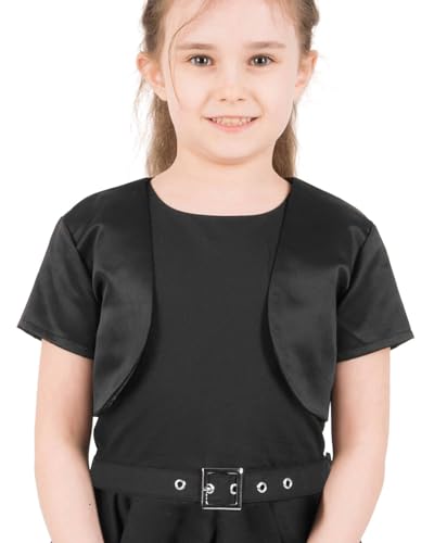 BlackButterfly Kids Satin Short Sleeve Bolero Childrens Girls Shrug