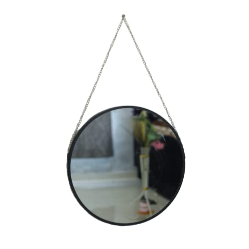 Image of Quality Glass Metal Frame Round Wall Mirror Royal Mirror Home Decorative Mirror Modern Mirror Living Room Mirror Wall Mirror Bathroom Mirror Size 24x24 inches Color Black MF 32