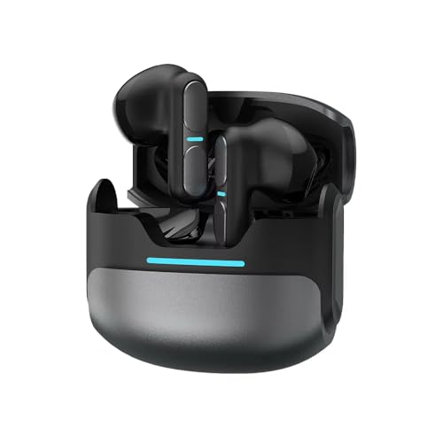S&M Wireless Earbuds bluetooth, gamer quality earphone high bass earbuds bluetooth TWS Headphones Headset with v5.3. Built with IPX-5 waterproof earbuds. 6 Hours pay time (Gray)