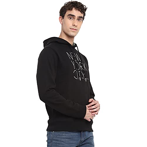 Image of Deniklo Men Polyester Fleece Printed Sweatshirt with Hoodie