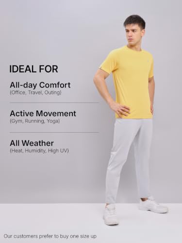 Image of TECHNOSPORT Men's Slim Fit Polyester Activewear Sports T-Shirt with Moisture-Wicking Comfort for Workout, Running & Gym