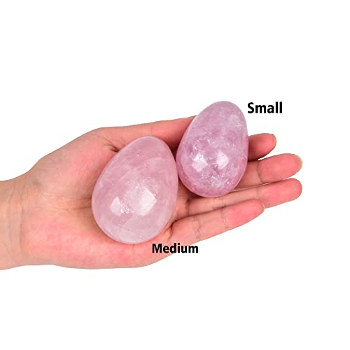 Image of AMOYSTONE Natural Rose Quartz Crystal Egg with Base for Home Decor, Healing & Reiki Use, Small Size 2-2.3 inch, Naturally Formed Stone Carving for Bedroom or Office Display