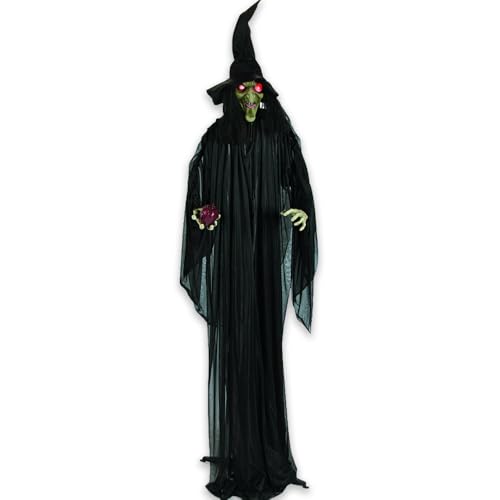 Fun Express Standing Witch with Red Apple Halloween Decoration - Lights up and Makes Sound - Scary Home Decor