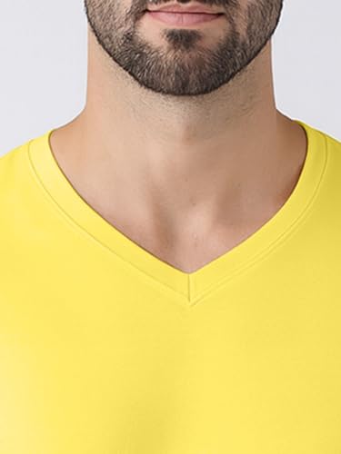 Image of Friskers Men's V-Neck Short Sleeves Cotton T-Shirt - Casual T-Shirt, Regular Fit