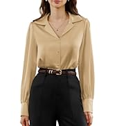 Belle Poque Women's Satin Blouses Long Sleeve Button Down Work Shirts Silk Business Casual Collar...