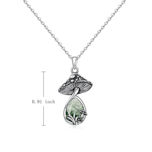 Moonstone Mushroom Necklace for Women Sterling Silver Moss Agate Mushroom Necklace Gifts Moonstone Jewelry Lovers Themed Pendant2