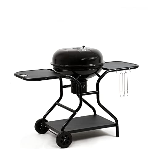 Foto von BBQ-Toro Kugelgrill Ø 57 cm mit Ablagefläche und Grillrostheber | Grillfläche Ø 54,5 cm | BBQ Kugelgrill Holzkohle, Barbecue Grill Holzkohle rund, Holzkohlegrill mit Deckel