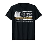 American Flag Proud Motorcycle Dirt Bike Grandpa Silhouette Women Men T-Shirt