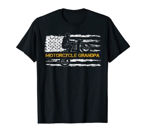 American Flag Proud Motorcycle Dirt Bike Grandpa Silhouette Women Men T-Shirt