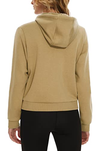 Tacvasen Women's Zip Up Hoodies Casual Jackets Fleece Sweatshirts With Pockets For Fall, Khaki, S #TOP4