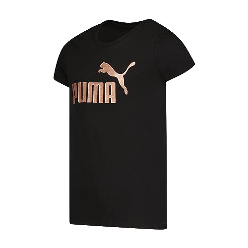 Image of Puma Girls Core Logo Short Sleeve T-Shirt, Crewneck, Soft and Lightweight