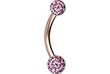 ➤ LIEFERUMFANG: 1 Titan Bauchnabelpiercing | Roségoldfarben | Hellrosa | 10 mm Stablänge | 1,6 mm Stabstärke | 4 & 6 mm Kugelgröße