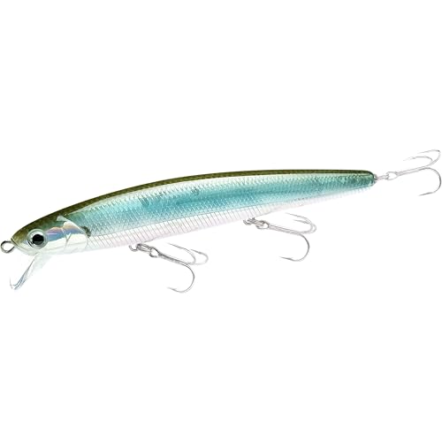 LUCKY CRAFT SW FlashMinnow 110, 410 MH Ghost Minnow, Saltwater Fishing Lures, Jerkbait Surf Fishing Gear, Halibut and Bass Lures, Suspending Topwater Lure