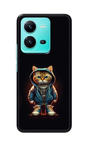 Image of PRINTFIDAA Printed Hard Back Cover Case for Vivo V25 Back Cover (Hipster Cat) -112