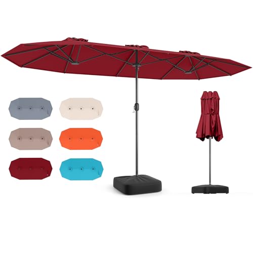 COSTWAY Grand Parasol de Jardin Double Exterieur avec Pied, 400 x 200 cm, Parasol Double XXL avec...