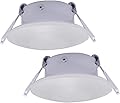 Facon 3 Inch LED 12V RV Puck Light, Full Aluminum Recessed LED Ceiling Light, 12Volts Interior Light for RV Motor-Homes Camper Caravan Trailer Boat (Pack of 2, 4000K Cool White Light)