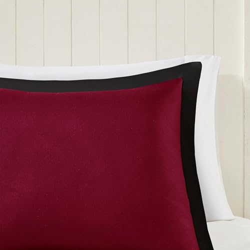 Image of Madison Park Comforter Set, Reversible Down Alternative All Season Microfiber Bedding, 3M Scotchgard Stain Release, King /Cal King Dorm Comforter, Red /Black