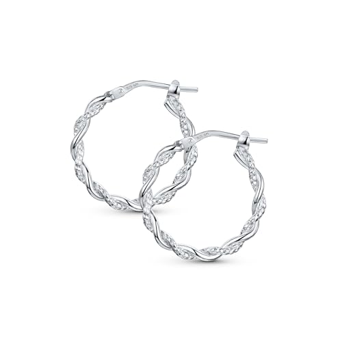 Amberta Italian 925 Sterling Silver Hoop Earrings for Women | Silver Twisted Hoops | Twisted Rope Hoop Earrings | Silver Round Hoop Earrings for Women